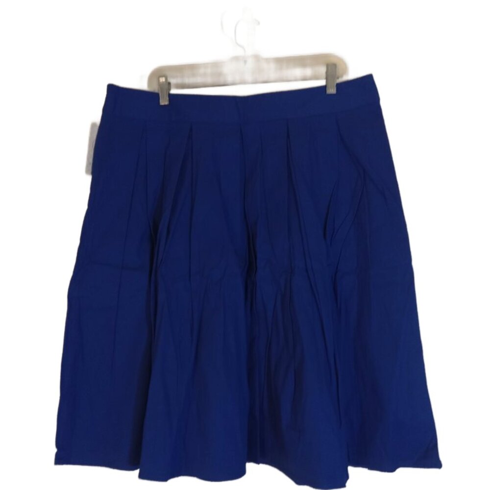 Dressever Pleated Skirt Women's Size 2XL Royal Blue A Line Fit Flare Side Zipper